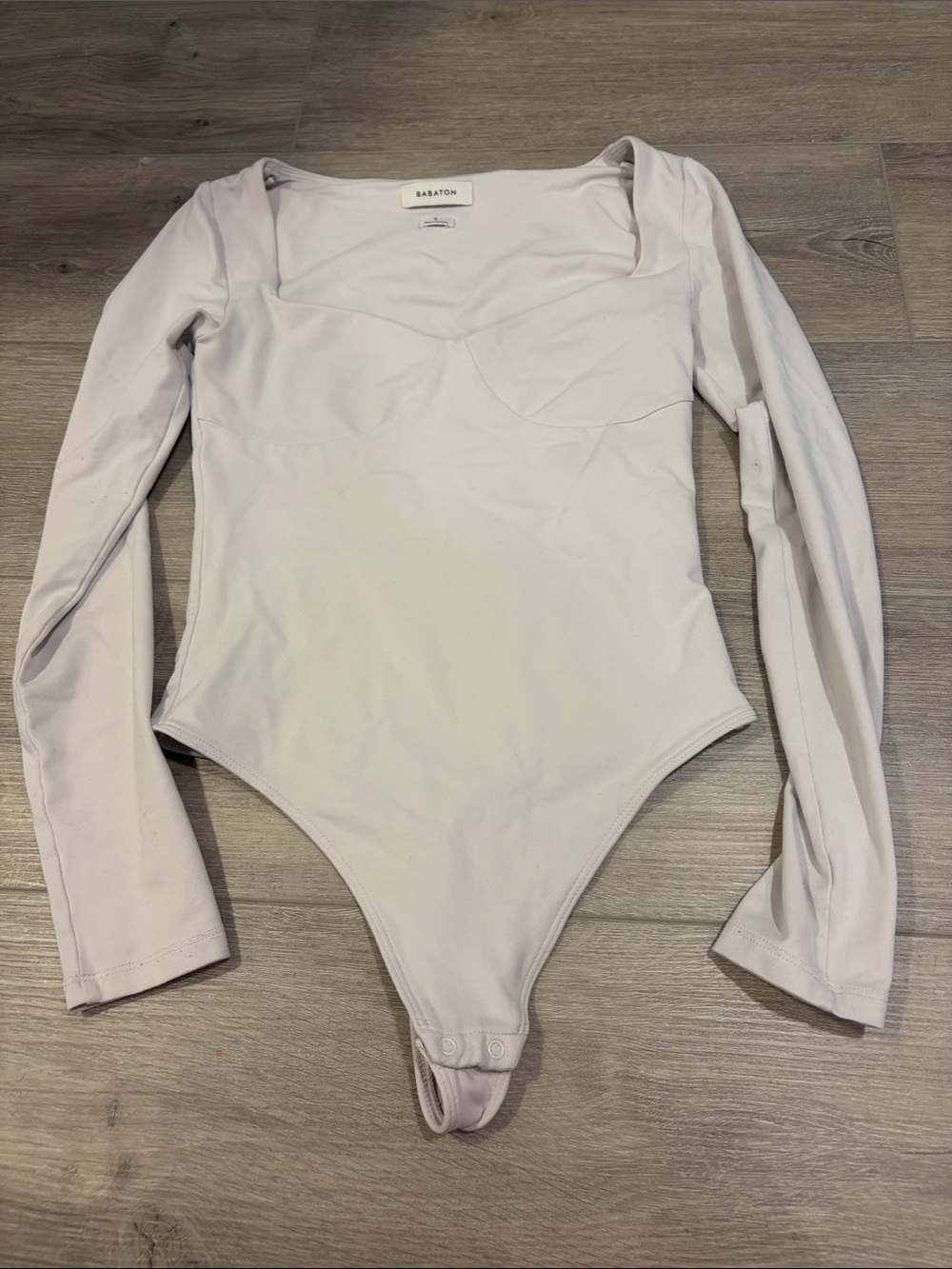 Babaton Long-Sleeve Scoop Neck Bodysuit in Pale pink